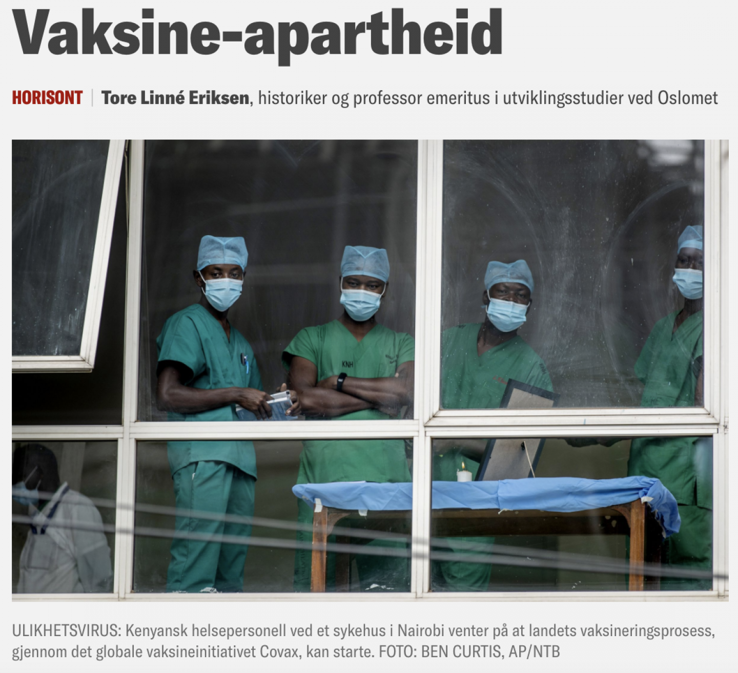 Kronikk i Klassekampen om «vaksine-apartheid»