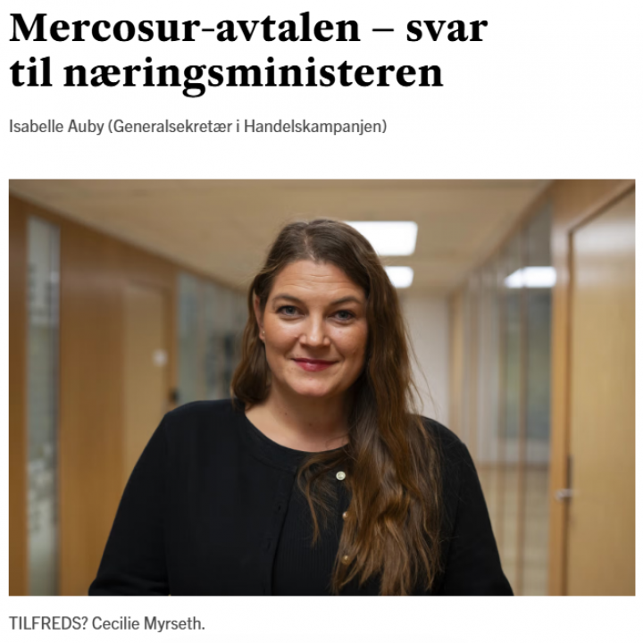 Mercosur-avtalen – svar til næringsministeren