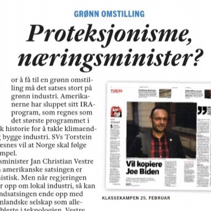 Proteksjonisme, næringsminister?